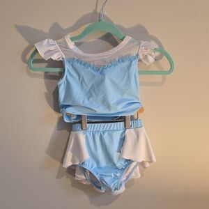 Only Little Once Girls Cinderella 2 Piece Swimsuit 8/10 Sister Set
